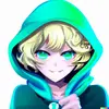 DALL·E 2022-06-28 20.00.57 - cute anime girl with a short blonde curly bob haircut and green_...webp